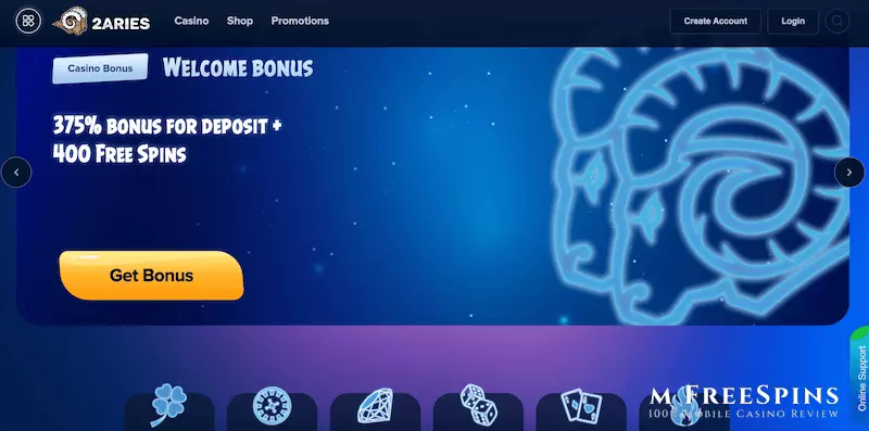 2aries Mobile Casino Review