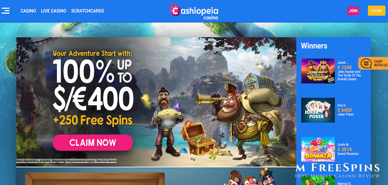 Cashiopeia Mobile Casino Review