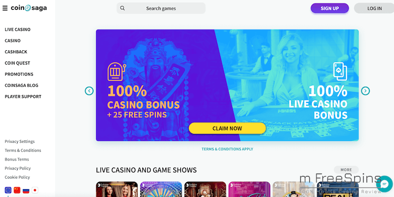 CoinSaga Mobile Casino Review