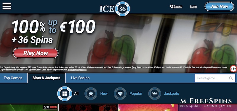 Ice36 Mobile Casino Review