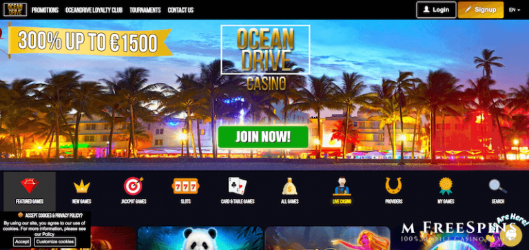 Ocean Drive Casino: 300% Match Bonus up to €1500