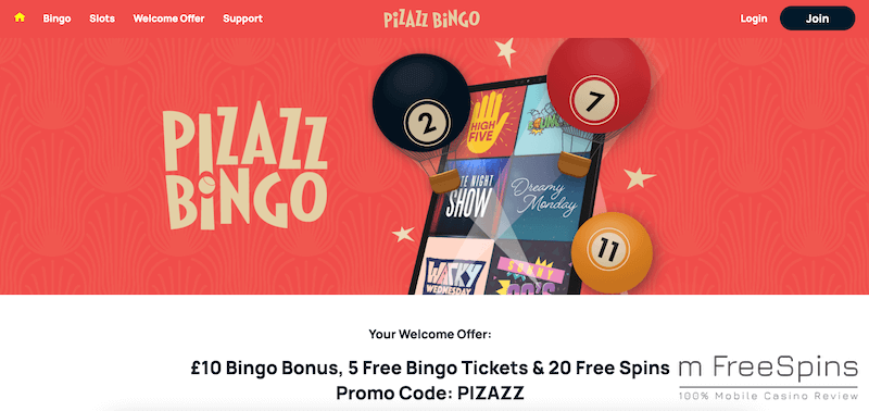 Pizazz Bingo Mobile Casino Review