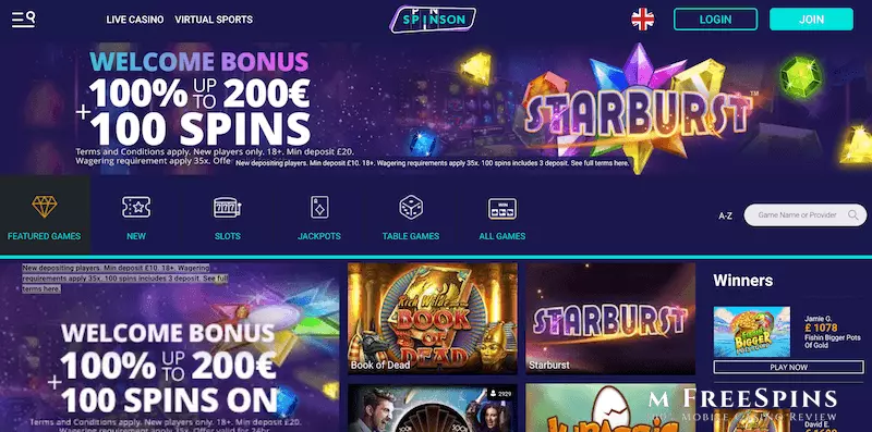 Spinson Mobile Casino Review