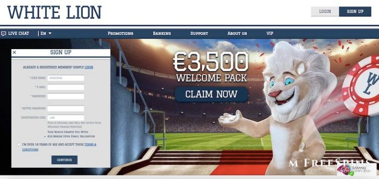 White Lion Bets Casino - €10 No Deposit Bonus Codes for New Players